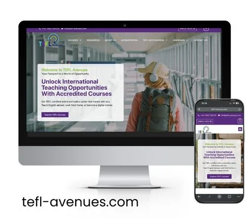 Website for tefl-avenues.com on desktop and mobile