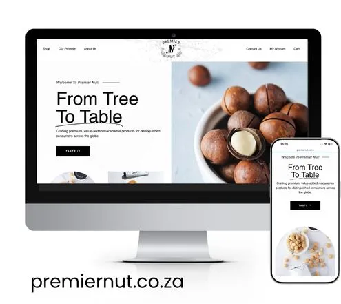 Website for premiernut.co.za on desktop and mobile